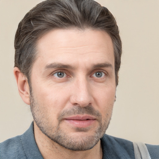 Neutral white adult male with short  brown hair and brown eyes