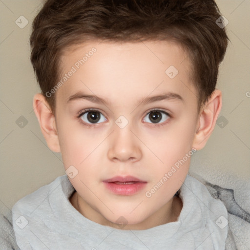 Neutral white child female with short  brown hair and brown eyes