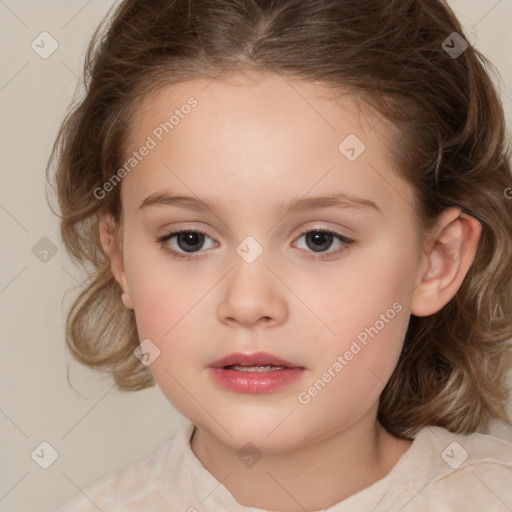 Neutral white child female with medium  brown hair and brown eyes