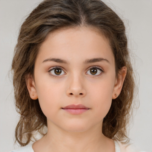 Neutral white child female with medium  brown hair and brown eyes