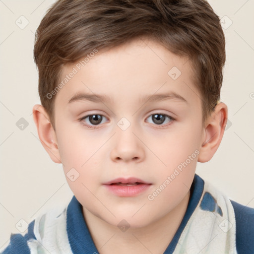 Neutral white child male with short  brown hair and brown eyes