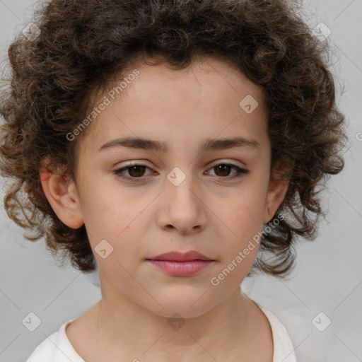 Neutral white child female with medium  brown hair and brown eyes