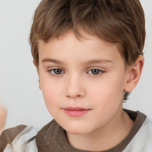 Neutral white child male with short  brown hair and brown eyes