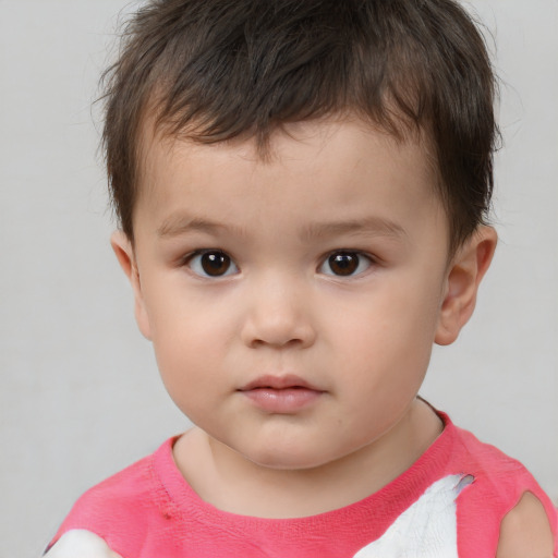 Neutral white child male with short  brown hair and brown eyes