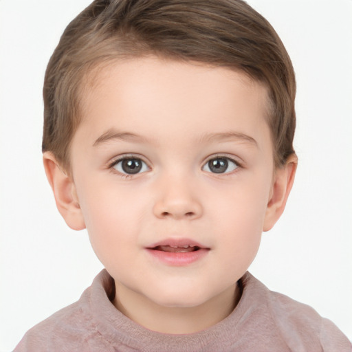 Neutral white child male with short  brown hair and brown eyes