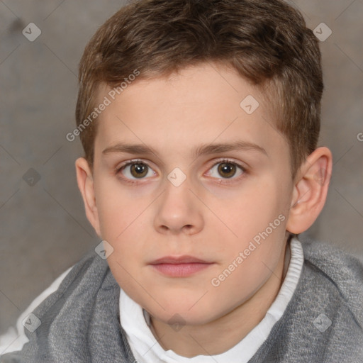 Neutral white child male with short  brown hair and brown eyes