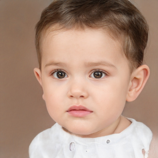 Neutral white child male with short  brown hair and brown eyes