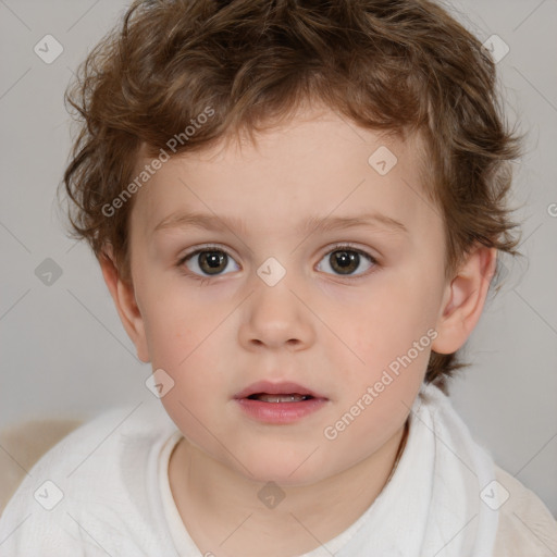 Neutral white child male with short  brown hair and brown eyes