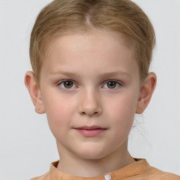 Neutral white child female with short  brown hair and brown eyes