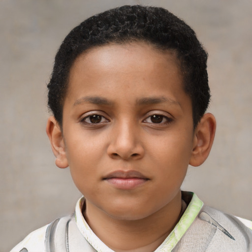 Neutral latino child female with short  brown hair and brown eyes