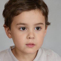 Neutral white child female with short  brown hair and brown eyes