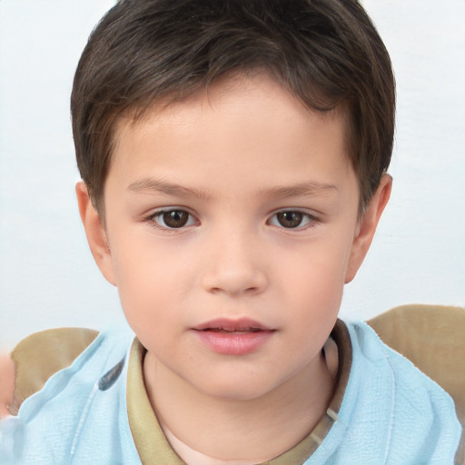 Neutral white child male with short  brown hair and brown eyes