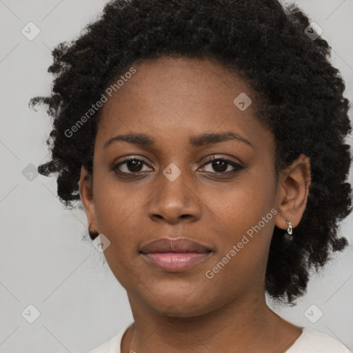 Neutral black young-adult female with short  brown hair and brown eyes