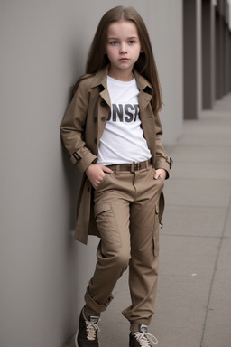 Caucasian child girl with  brown hair