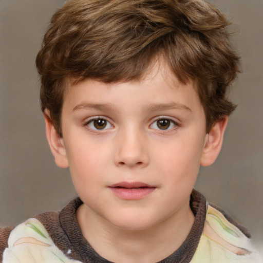 Neutral white child male with short  brown hair and brown eyes