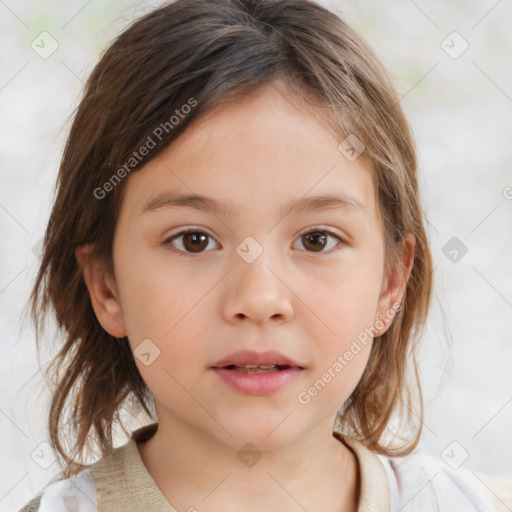 Neutral white child female with medium  brown hair and brown eyes