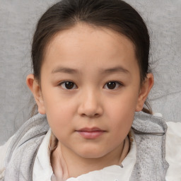 Neutral white child female with medium  brown hair and brown eyes