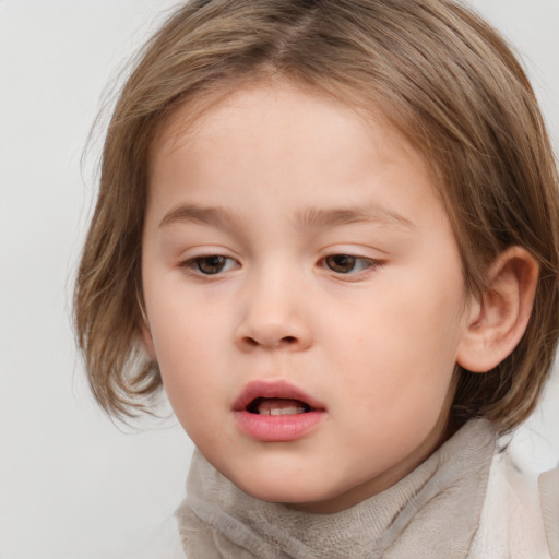 Neutral white child female with medium  brown hair and brown eyes