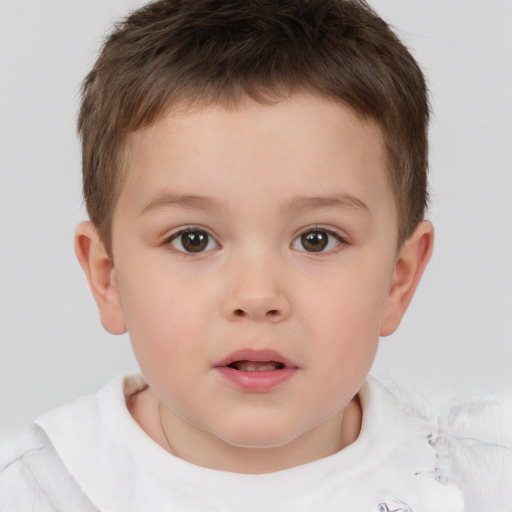 Neutral white child male with short  brown hair and brown eyes