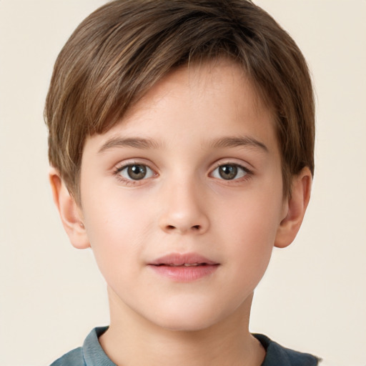 Neutral white child male with short  brown hair and brown eyes