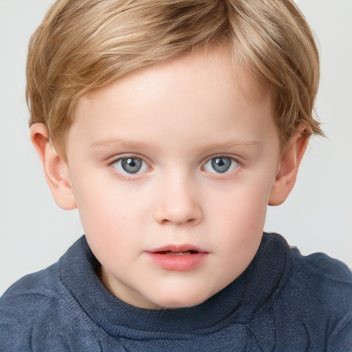 Neutral white child male with short  brown hair and blue eyes