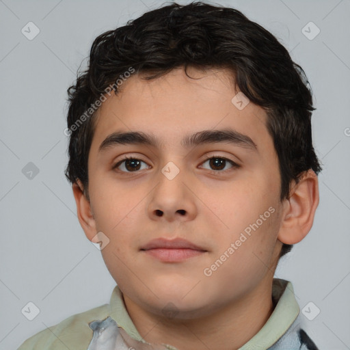 Neutral white child male with short  brown hair and brown eyes