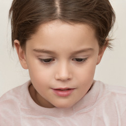 Neutral white child female with short  brown hair and brown eyes