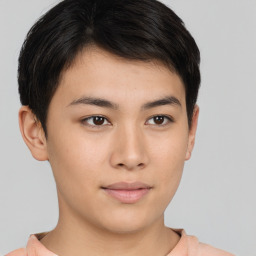 Neutral asian young-adult male with short  brown hair and brown eyes