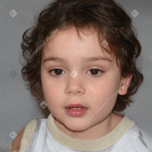 Neutral white child female with medium  brown hair and brown eyes