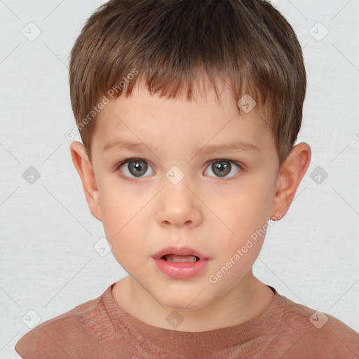 Neutral white child male with short  brown hair and brown eyes