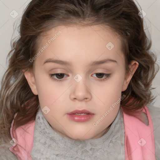 Neutral white child female with medium  brown hair and brown eyes