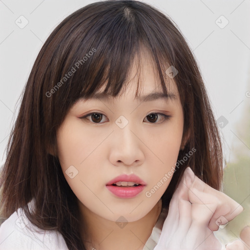 Neutral white child female with medium  brown hair and brown eyes