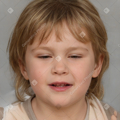 Neutral white child female with medium  brown hair and brown eyes