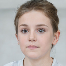 Neutral white young-adult female with short  brown hair and brown eyes