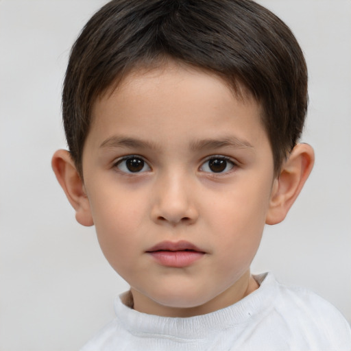 Neutral white child male with short  brown hair and brown eyes