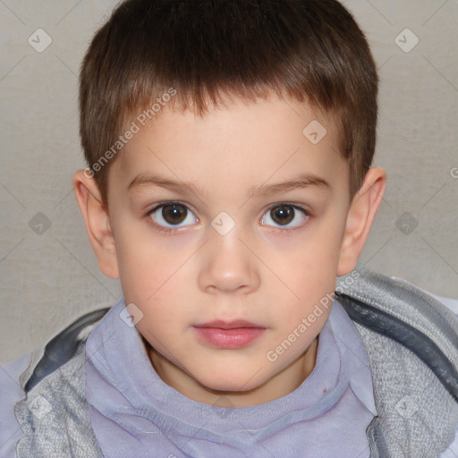 Neutral white child male with short  brown hair and brown eyes
