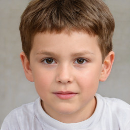 Neutral white child male with short  brown hair and brown eyes