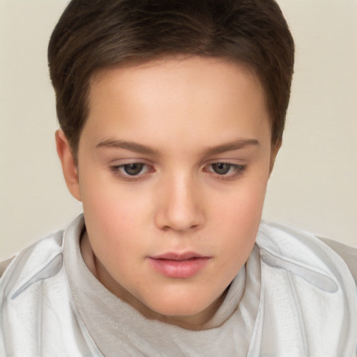 Neutral white child female with short  brown hair and brown eyes