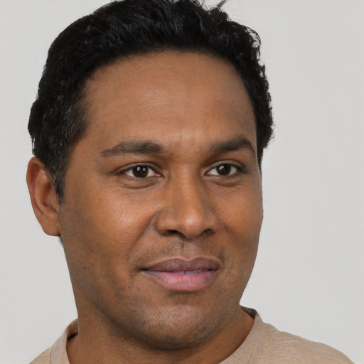 Neutral black young-adult male with short  brown hair and brown eyes