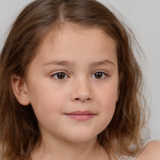 Neutral white child female with medium  brown hair and brown eyes