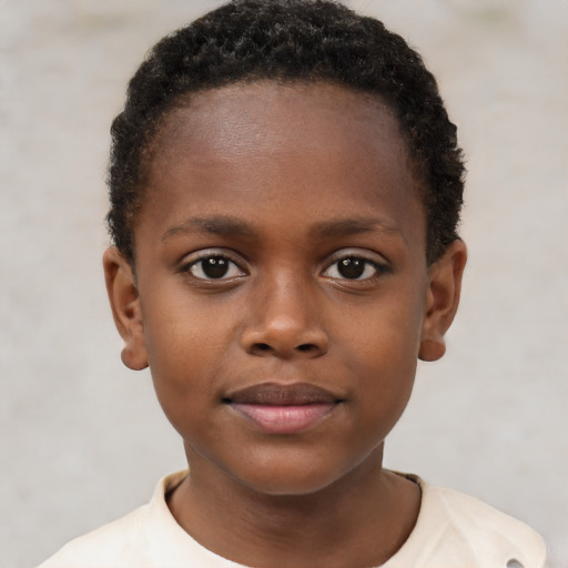 Neutral black child female with short  brown hair and brown eyes