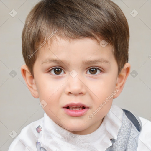 Neutral white child male with short  brown hair and brown eyes