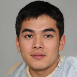 Neutral asian young-adult male with short  brown hair and brown eyes