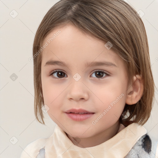 Neutral white child female with medium  brown hair and brown eyes