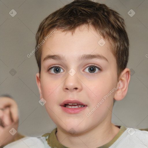 Neutral white child male with short  brown hair and brown eyes