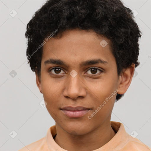 Neutral latino young-adult male with short  brown hair and brown eyes