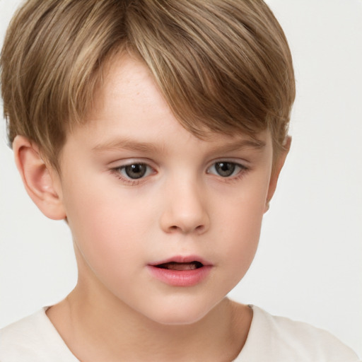 Neutral white child female with short  brown hair and brown eyes