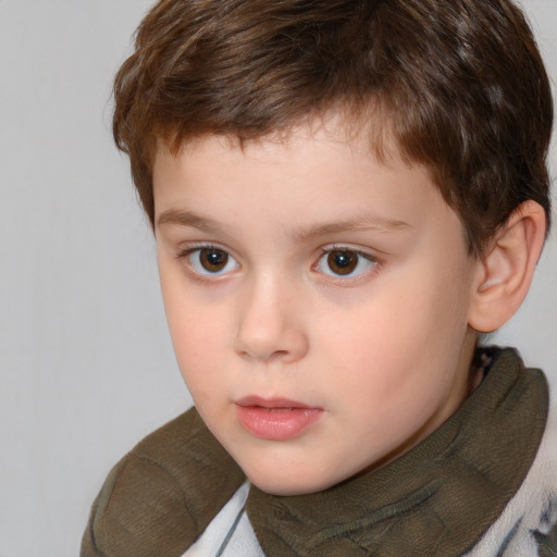 Neutral white child male with short  brown hair and brown eyes