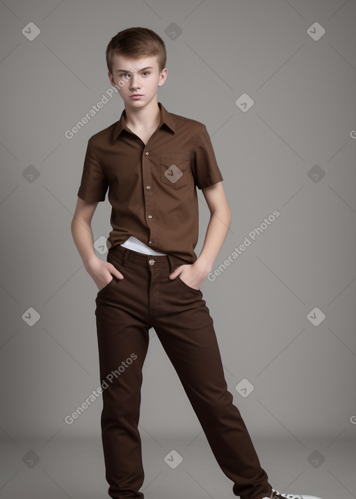 Estonian teenager boy with  brown hair