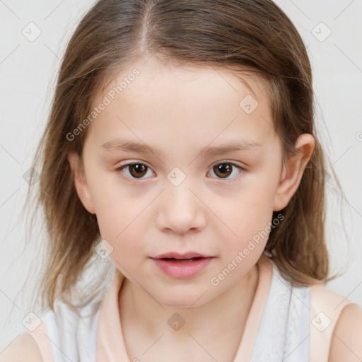 Neutral white child female with medium  brown hair and brown eyes